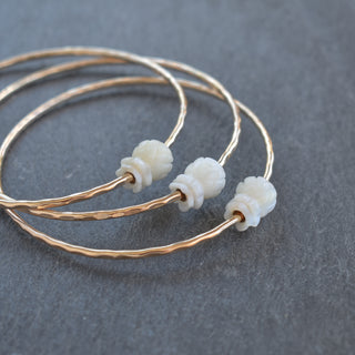 Mother of Pearl Carved Pineapple Bangle - Yay Hawaii