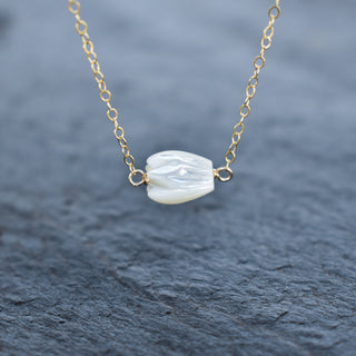 Medium Pikake Station Necklace by Yay Hawaii featuring a string of delicate jasmine flower charms on a silver chain.