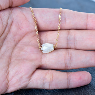 Medium Pikake Station Necklace by Yay Hawaii featuring a delicate floral design with pearl accents on a silver chain.