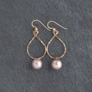 Small Edison Pearl Teardrop Hoop Earrings by Yay Hawaii featuring elegant pearl teardrops on silver hoops