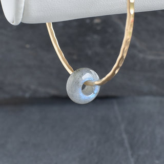 Blue Flash Labradorite Rondelle Bangle featuring polished gemstone beads and a stylish design by Yay Hawaii.