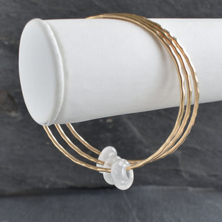 Clear Quartz Rondelle Gemstone Bangle from Yay Hawaii featuring smooth, polished clear quartz beads on a flexible bracelet.