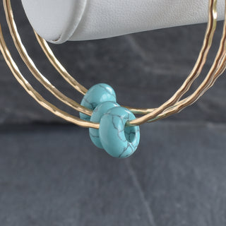 Turquoise Rondelle Gemstone Bangle by Yay Hawaii showcasing a vibrant turquoise gemstone bracelet with round, polished beads.