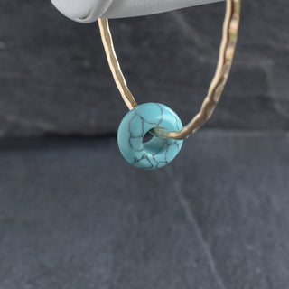 Turquoise Rondelle Gemstone Bangle by Yay Hawaii featuring round turquoise beads on a flexible bracelet.
