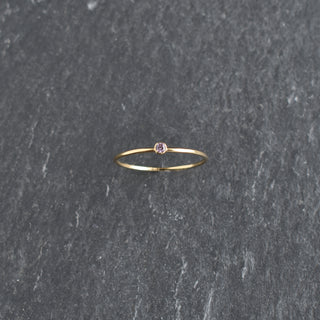 Light purple CZ stacking ring featuring June aventurine birthstone, crafted by Yay Hawaii, displayed on a neutral background.