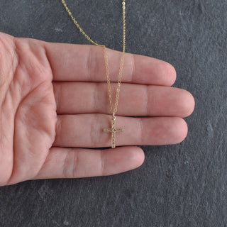 Small Engraved Filigree Cross Necklace - Gold or Silver - Yay Hawaii