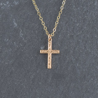 Small Engraved Filigree Cross Necklace - Gold or Silver - Yay Hawaii