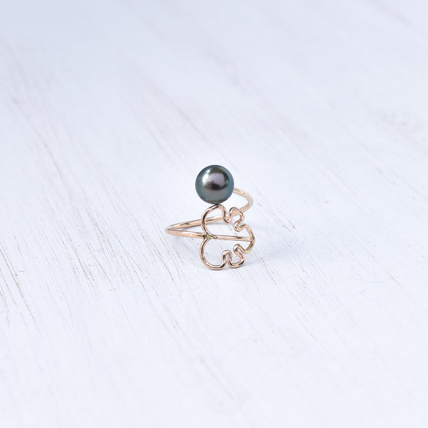 Monstera Bypass Pearl Ring - Tahitian or Freshwater Pearl - Yay Hawaii