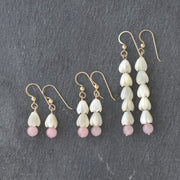 Rose Quartz and Five Pikake Cluster Earrings - Yay Hawaii