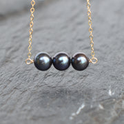 Dainty 8mm Triple Black Pearl Necklace - Yay Hawaii