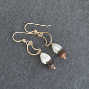 Crescent with 8mm Pikake and Rosewood Earrings - Yay Hawaii