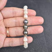 Small Pikake Stretchy Bracelet w/ Triple Circlé Tahitian Pearls - Adult or Child Sizes - Yay Hawaii