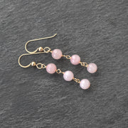 Dangling Linked Rose Quartz Earrings - Yay Hawaii