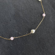 Rose Quartz and Pikake Station Necklace - Yay Hawaii