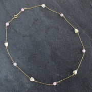 Rose Quartz and Pikake Station Necklace - Yay Hawaii