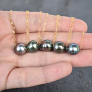 Large 11mm Oval Tahitian Pearl Floating Necklace - Yay Hawaii