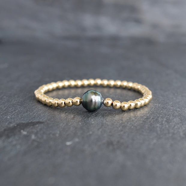 Beaded Stretchy Bracelet w/ Single Circlé Tahitian Pearl - Child or Adult Sizes - Yay Hawaii