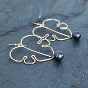 Extra Large Monstera Earrings with Black Pearls - Silver or Gold - Yay Hawaii
