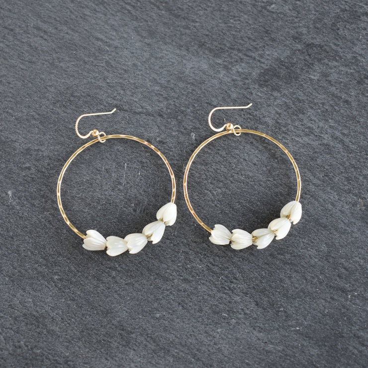 Large Hoops with Small Pikake - Yay Hawaii