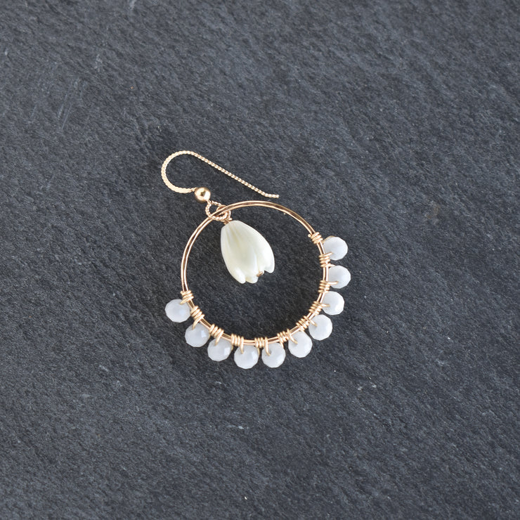 Wire Wrapped Hoop Earring with Center 10mm Pikake - Yay Hawaii