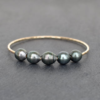 Five Tahitian Pearl Bangle Bracelet - Yay Hawaii