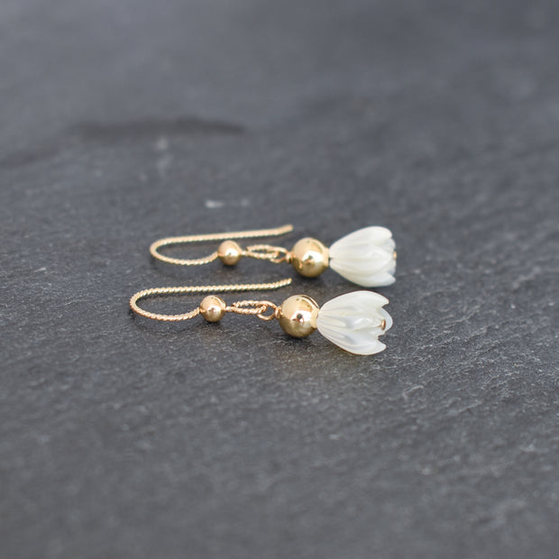 Dainty Single Pikake Earrings with Metal Accent Bead - Yay Hawaii