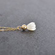Dainty Single Pikake Necklace with Metal Accent Bead - Yay Hawaii