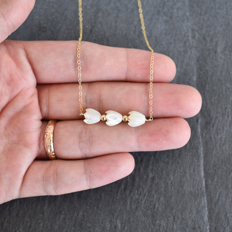 Triple Pikake Necklace with Metal Accent Beads - Yay Hawaii