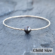 Child Black Freshwater Pearl Bangle with Grommet - Yay Hawaii