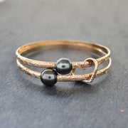 4mm Hawaiian Heirloom Style Bangle Heart Set with Tahitian Pearls - Yay Hawaii