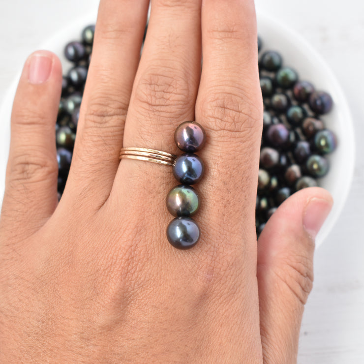 Half Tiare Ring with Pearl - Yay Hawaii