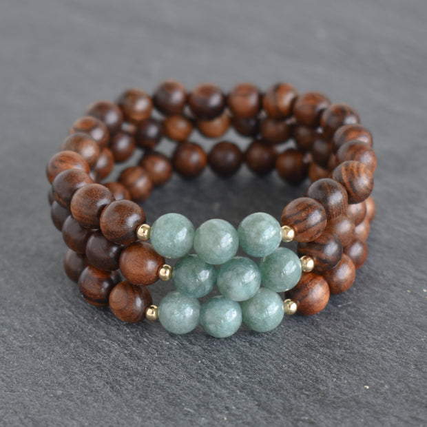 Rosewood and Jade Stretch Bracelet - Yay Hawaii