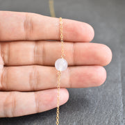 Single 8mm White Agate Station Necklace - Yay Hawaii