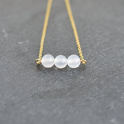 Dainty Triple 6mm White Agate Necklace - Yay Hawaii
