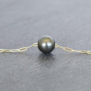 Round Tahitian Pearl with Paperclip Chain - Yay Hawaii