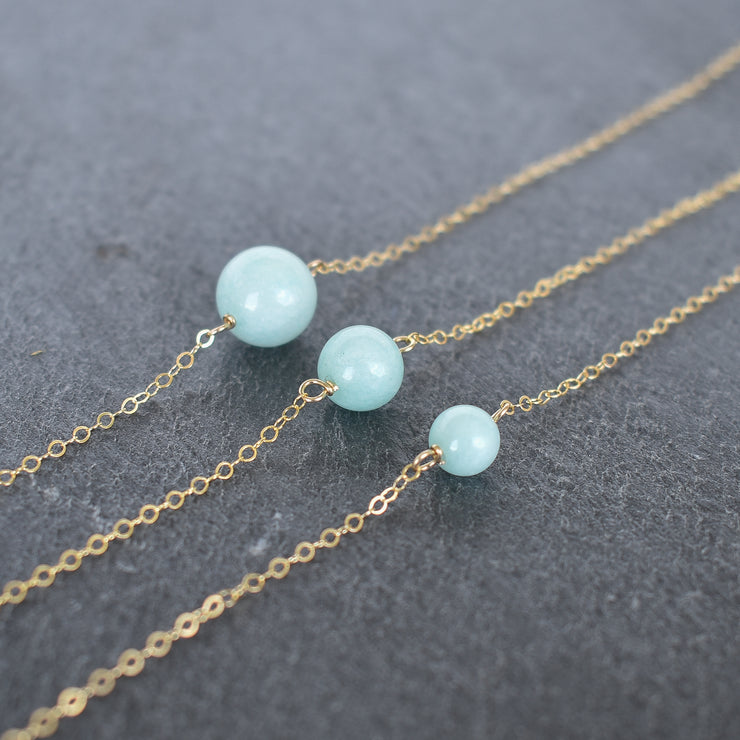 Amazonite Station Necklace - Pick One 6mm/8mm/10mm - Yay Hawaii