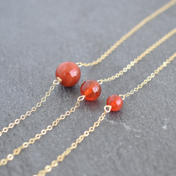 Red Agate Station Necklace - Pick One 6mm/8mm/10mm - Yay Hawaii