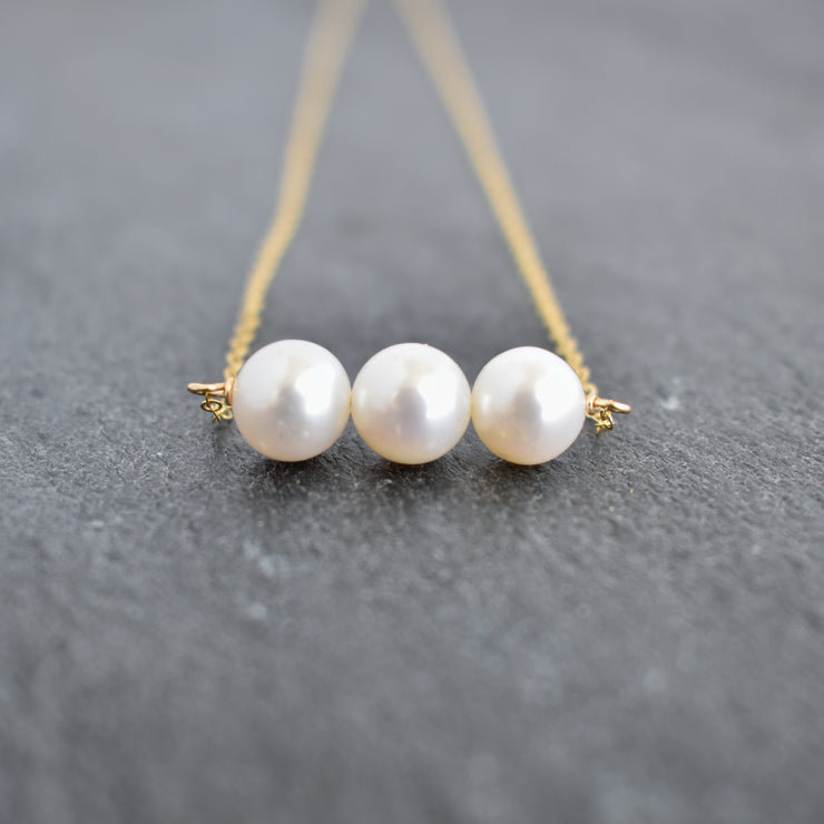 Dainty Triple White Pearl Necklace - Yay Hawaii