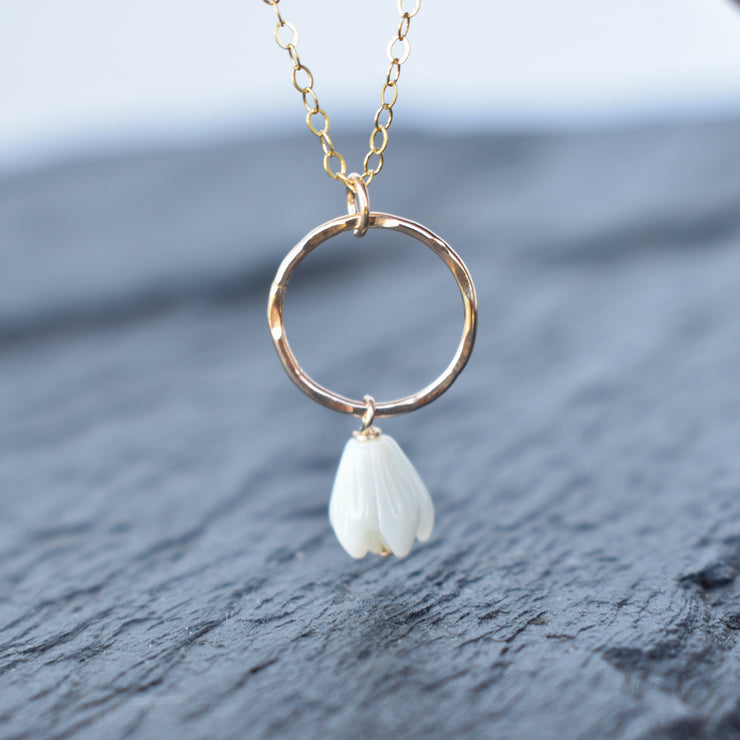 Small Hoop Necklace with Pikake Dangling - Yay Hawaii
