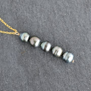 Five Tahitian Pearl Vertical Pendant Necklace - Yay Hawaii