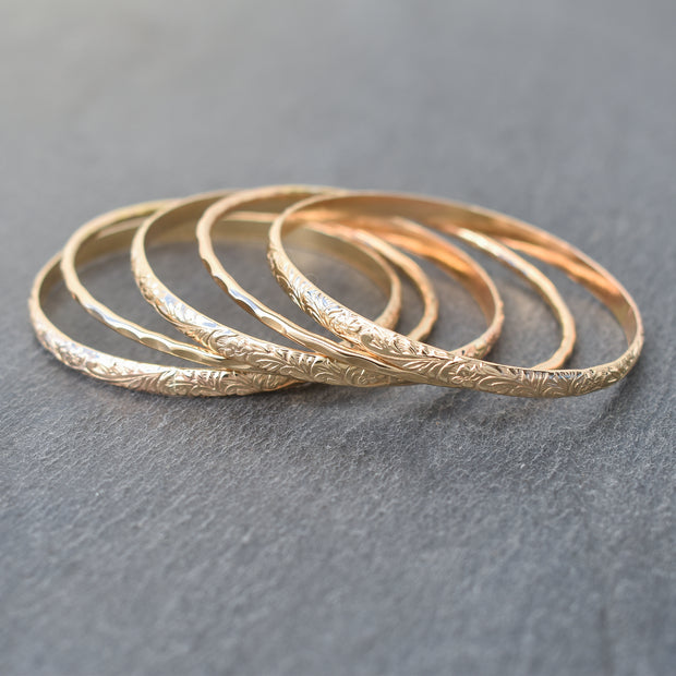 Dazzle Set of Five Bangles - 4mm Pattern & 12 Gauge - Yay Hawaii