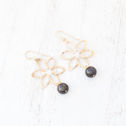 Medium Tiare Earrings with Dangling Pearls - Yay Hawaii