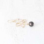 Medium Tiare Earrings with Dangling Pearls - Yay Hawaii