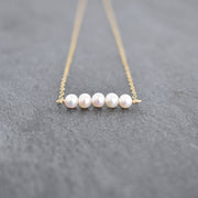 Tiny 4mm White Seed Pearl Station Necklace - Yay Hawaii