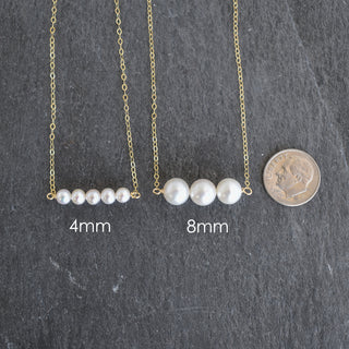 Tiny 4mm White Seed Pearl Station Necklace - Yay Hawaii