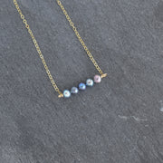 Tiny 4mm Peacock Seed Pearl Station Necklace - Yay Hawaii