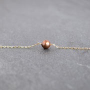 Single Chocolate Brown Pearl Station Necklace - Yay Hawaii
