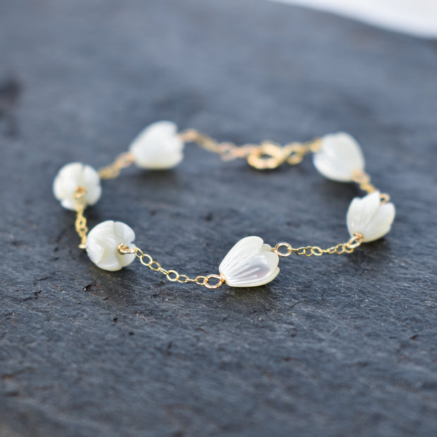 Adult - Pikake Mother of Pearl Station Bracelet - Yay Hawaii