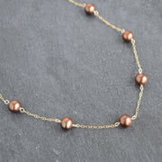 Chocolate Brown Pearl Station Necklace - Yay Hawaii
