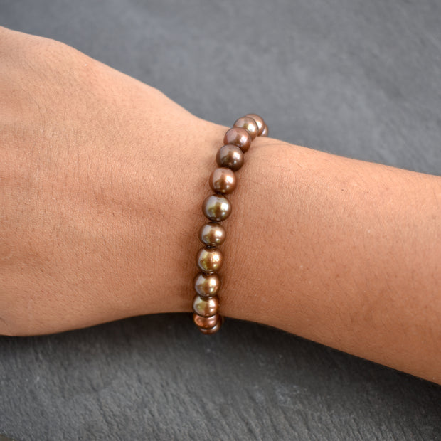 Stretchy Chocolate Brown Pearl Bracelet - Yay Hawaii